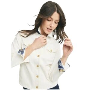 J MCLAUGHLIN COLBY JEANS JACKET BOXY CHIC PREPPY CASUAL CLASSIC TIMELESS NWOT S